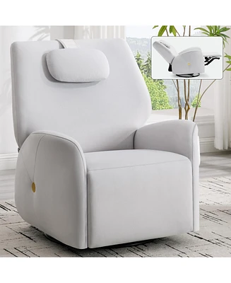 Beige Swivel and Rocker Power Recliner Chair with Lumbar and Neck Support Pillow, Max Swivel Degree 270, Heavy Duty Motion Mechanism with Usb and Type