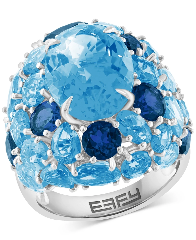Effy Blue Topaz (18 ct. t.w.) & London (3 Cluster Ring Sterling Silver (Also Amethyst Citrine)