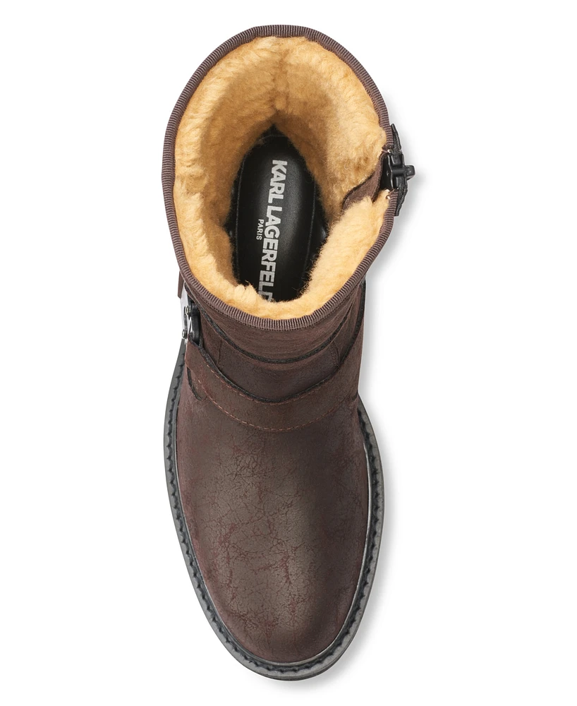 Karl Lagerfeld Men's Double Buckle Tire Tread Sole Boot