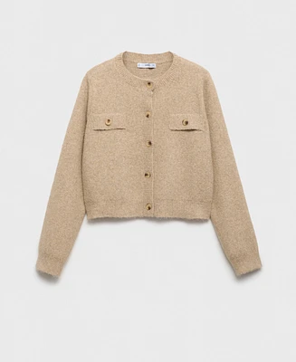 Mango Women's Buttons Detail Ribbed Knitted Cardigan
