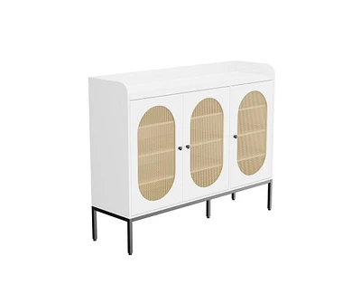 gaomon Shoe Cabinet with 3 Rattan Doors, Freestanding Shoe Storage Organizer with Adjustable Shelves, 7-Tier Shoe Storage Cabinet for Entryway, Hallwa