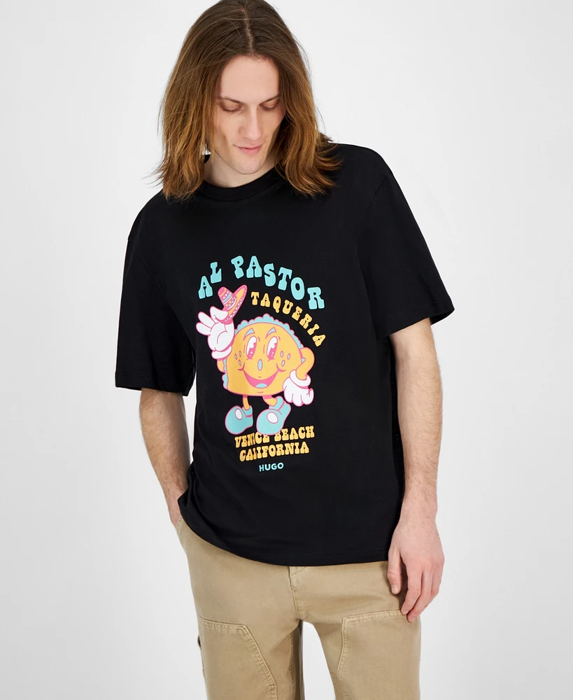 Hugo by Boss Men's Nugotacos Short Sleeve Crewneck Graphic T-Shirt