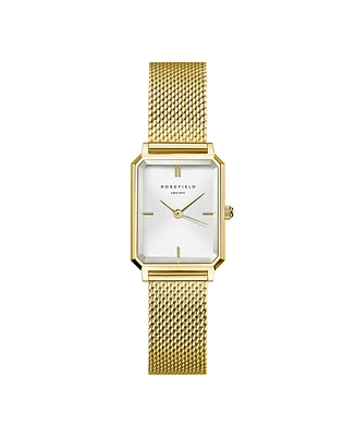 Rosefield Octagon Women's Gold Tone Stainless Steel Mesh Bracelet Watch 24mm