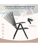 1 Pcs Patio Folding Dining Chair with 7-Level Adjustable High Backrest for Garden