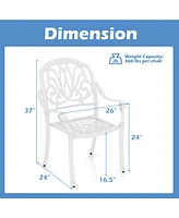 2 Pcs Patio Cast Aluminum Dining Chairs Armrests Outdoor Stackable