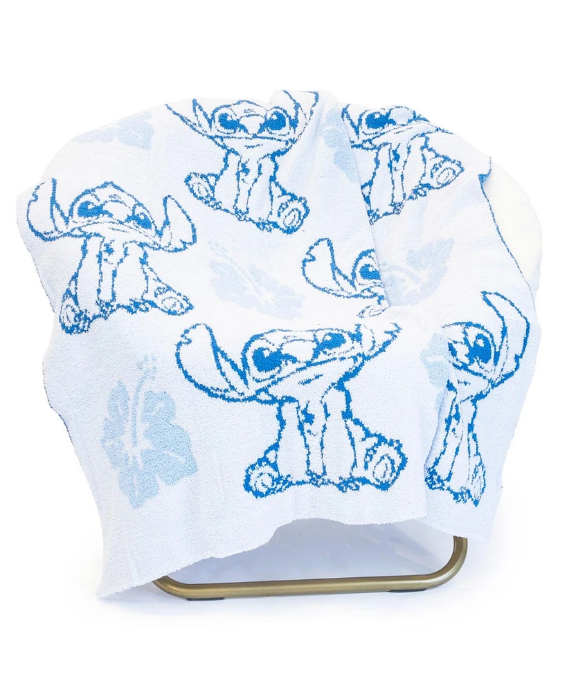 Saturday Park Lilo and Stitch Hawaiian Flower 50x60 Feather Knit Throw Blanket