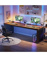 Tribesigns 78.74" Extra Long Computer Desk 2 Person Desk with Heavy Duty Metal Frame, Double Workstation Study Desk for Home Office