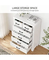 Dresser for Bedroom, 6 Drawer Dresser with Metal Handles, Grey Chest of Drawers Closet Organizers and Storage Clothes