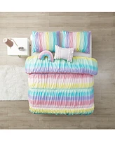 Alex + Bella Rainbow Ruched Pink 4-Piece Microfiber Comforter Set - Twin