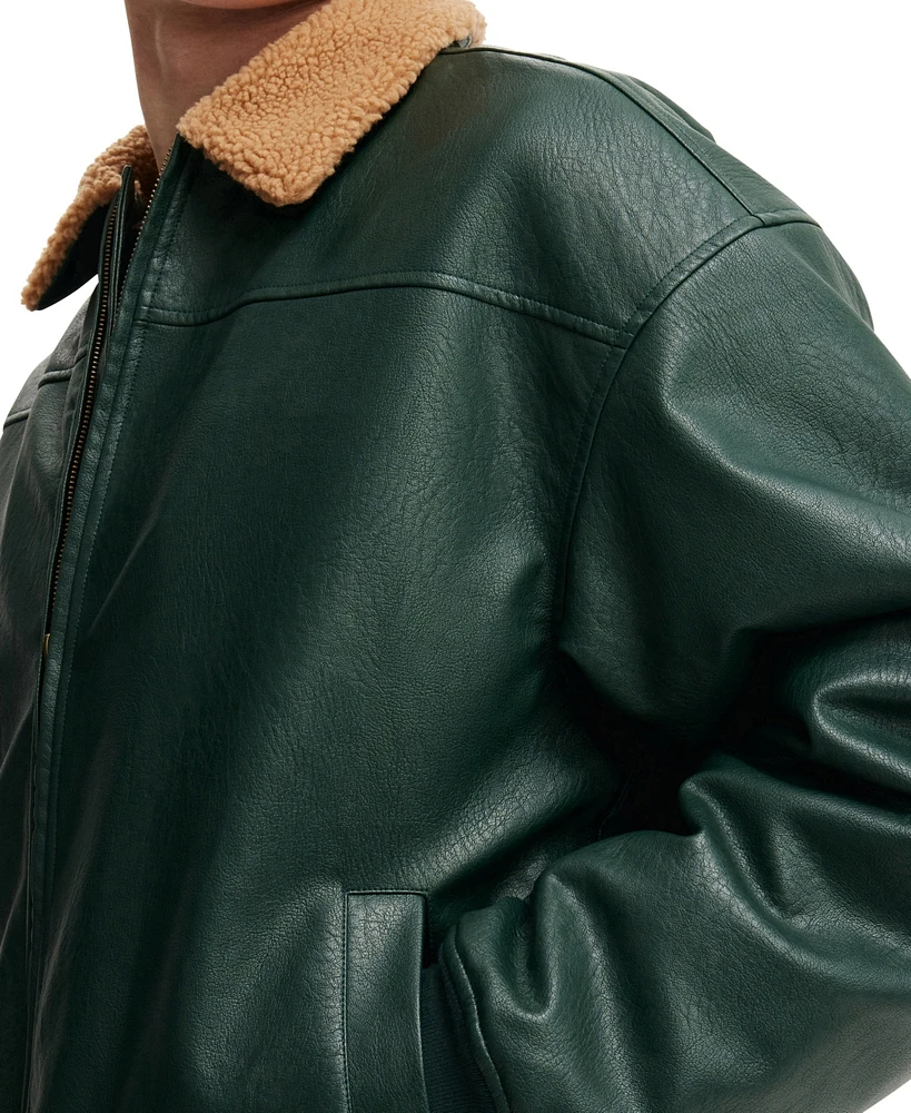 Cotton On Men's Artificial Leather Flight Jacket