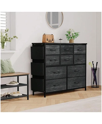 Dresser For Bedroom, 10 Drawers Fabric Storage Drawer, Dressers & Chest Of Drawers With Side Pockets, Hooks, Wood Tabletop For Closet, Living Room, Ha