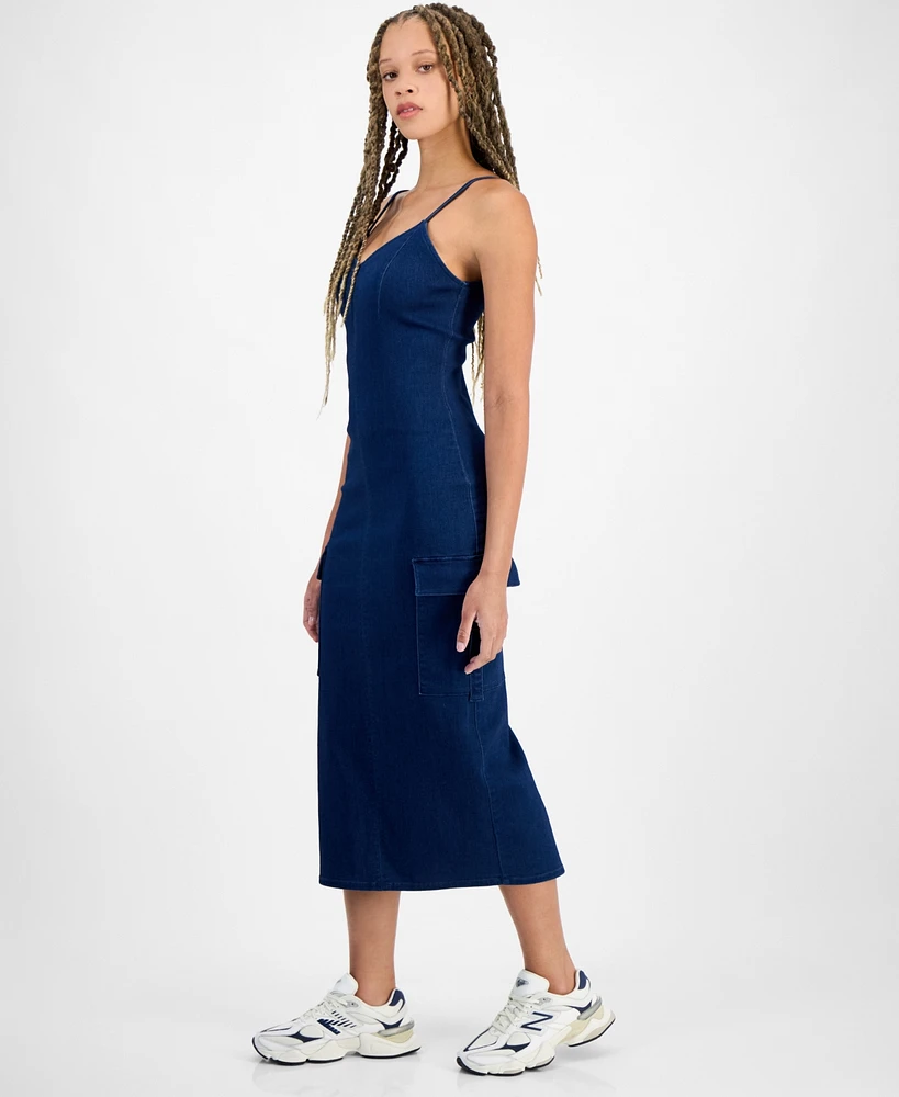 Tinseltown Juniors' Sleeveless Cargo Bodycon Dress