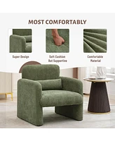 Modern Accent Chair, Chenille Upholstered Single Sofa Chair with Arms and Waist Pillow, Comfy Reading Armchair for Bedroom, Living Room, Office, or Ap