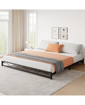 gaomon King Size Bed Frame, Metal Low Platform Bed Frame, with Wavy Pattern