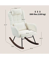 Homcom Teddy Fleece Rocking Chair with Headrest and Lumber Pillow,