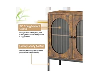 gaomon Buffet Cabinet, Rattan Storage Cabinet with Doors and Shelves, Accent Cabinet Sideboard, Wood Console Cabinet with Storage Entryway Cabinet for