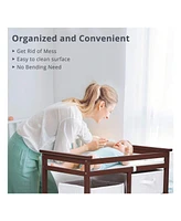 gaomon Wooden Baby Changing Table, Diaper Changing Table, Infant Diaper Changing Station Dresser With Laundry Hamper, 3 Drawer Basket And Changing Pad