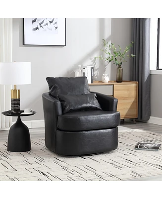 Swivel Barrel Chair, Comfy Round Accent Sofa Chair for Living Room, 360 Degree Swivel Barrel Club Chair, Leisure Arm Chair for Nursery, Hotel