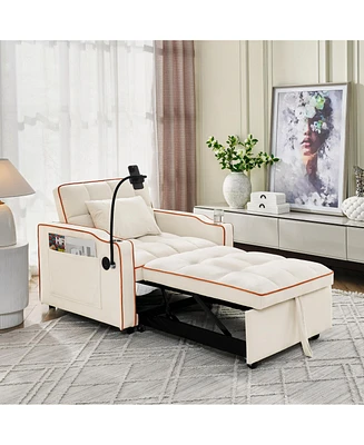 Convertible Sleeper Chair Sofa Bed Adjustable Pull Out Sleeper Chair Bed Multi-Pockets Folding Sofa Bed for Living Room Bedroom Small Space,3-in-1 Sof