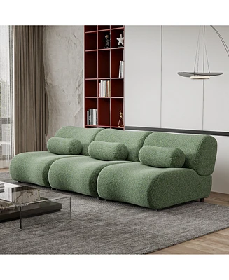 Elegant Green Chenille Fabric Sofa - 3-Piece Modular Sectional with Cozy Recline & Unique Design - Ideal for Modern Living Rooms