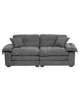 84" Chenille Recliner Sofa Small Sofa Loveseat Deep Seat Sofa Couch with 2 Throw Pillows & Memory Foam for Living Room Apartment Office Lounge-Gr