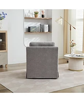 29.92'' Swivel Accent Chair, Upholstered Skirted Swivel Chair with Removable Back Cushion, 360 Degree Comfy Armchair for Living Room, Nursery, Lounge,