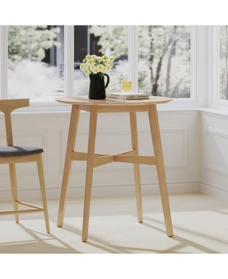 Wood Counter Height Round Dining Table, Natural Oak Finish, 35.4"D x 35.4"W x 36"H