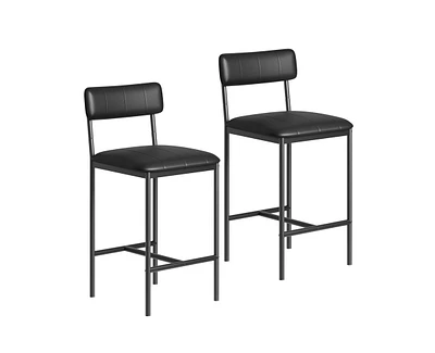 Bar Stools Set of 2, Upholstered Counter Height Barstools with Back, Kitchen Bar Stools with Footrest, Bar Chairs for Kitchen Island, Counter Bar