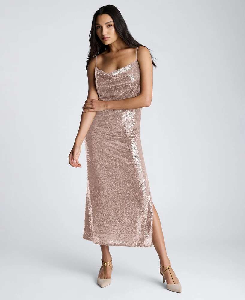 Kenneth Cole Women's Cowl Neck Sequin Maxi Dress