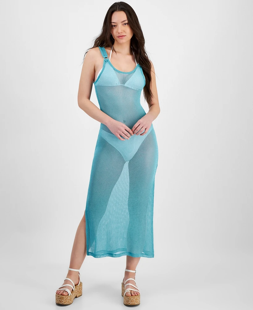 Miken Juniors' Metallic Mesh Tank Dress Cover-Up, Exclusively at Macy's