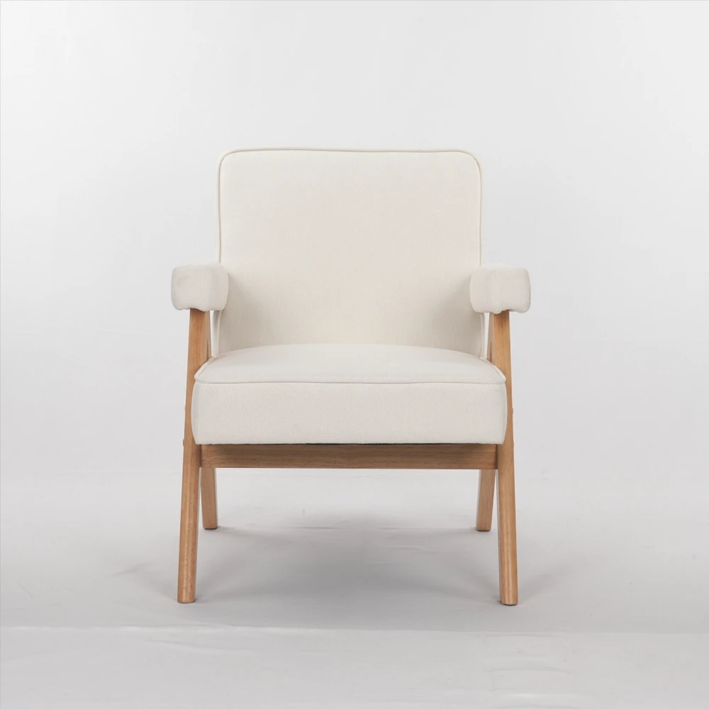 wooden leg leisure chair with handrails, cushions.uitable for living room, bedroom, study and other occasions