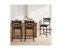 Bar Stools, Bar Chairs Set of 2, Modern Counter Bar Stools with Back & Footrest, Upholstered Island Chairs