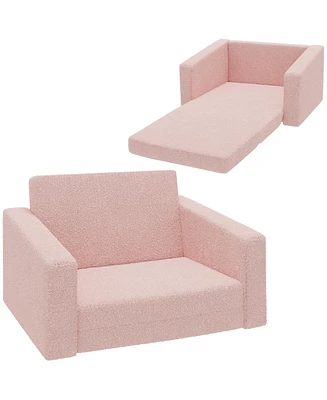 Qaba 2in1 Kids Sofa Convertible Kids Chair Lounger w/ Washable Cover,