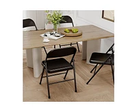 Dining Chairs Set of 4, Foldable Dining Chairs with Metal Frame Hold Up to 350 Pounds, Portable Kitchen Chair Suitable for Dining Room