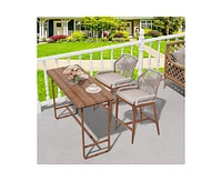 Woven Outdoor Counter Height Bar Stools Chairs Set of 2, Rattan Garden Counter Stools with Aluminum Frame, Modern Barstool with Backrest for Kitchen