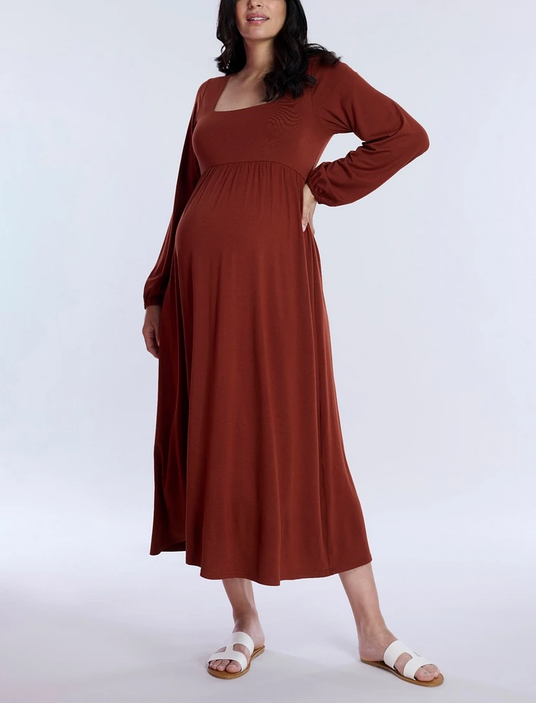 Motherhood Maternity Long Sleeve Empire Waist Maxi Dress