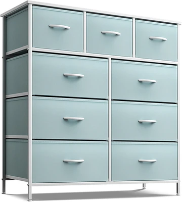 Sorbus 9 Drawers Dresser - Furniture Storage for Bedroom, Closet, Office Organization Steel Frame, Wood Top, Fabric Bins