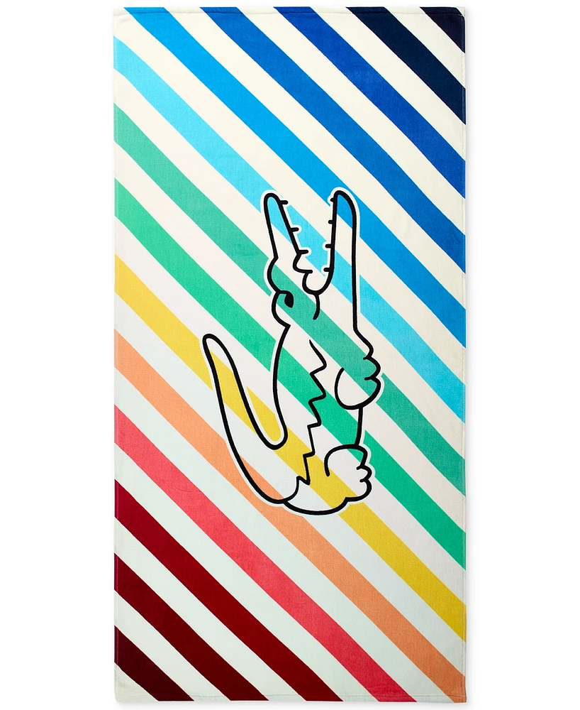 Lacoste Home Rainbow Big Croc Cotton Beach Towel, 36" x 72"