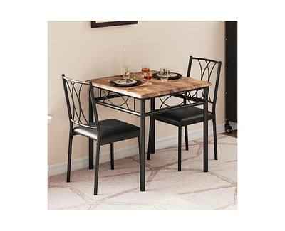 Dining Table Set for 2, Kitchen Table and Chairs for 2, Small Kitchen Table Set for 2, Square Kitchen Table Set with 2 Upholstered Chairs for Small Sp