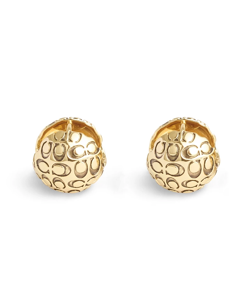 Coach Signature Quilted Orb Huggie Earrings