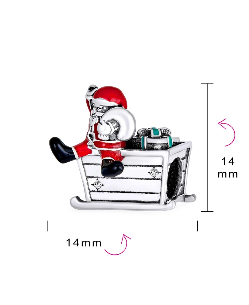 Bling Jewelry Christmas Charm Bead Santa Hat & Sled Sterling Silver for Bracelet