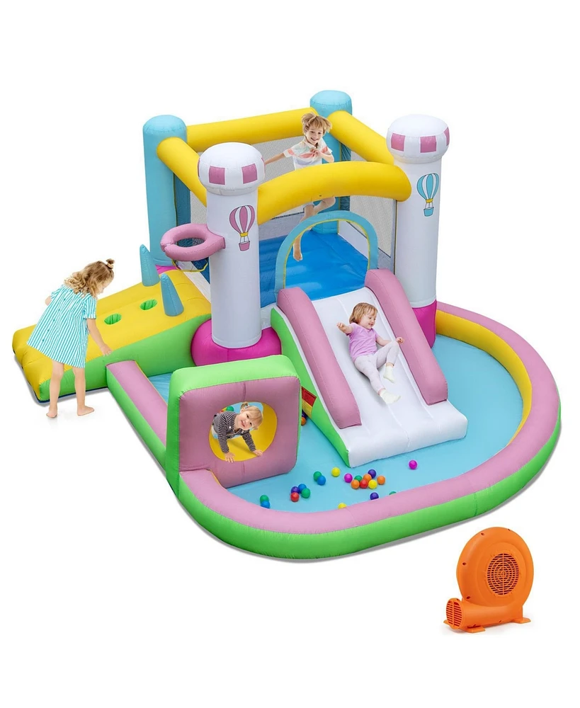 Gouun Inflatable Bounce House Bouncy Castle with Obstacle and Ball Pit with 520W Blower