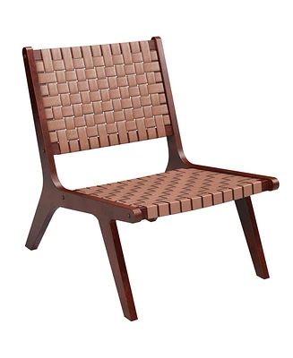 Gouun Set of 1/2 Woven Leather Accent Chairs with Wood Frame-1 Piece