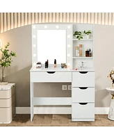 gaomon Makeup Vanity with Drawers, Vanity Desk with Mirror and Lights in 3 Colors