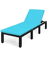 Gouun Patio Rattan Cushioned Height Adjustable Lounge Chair