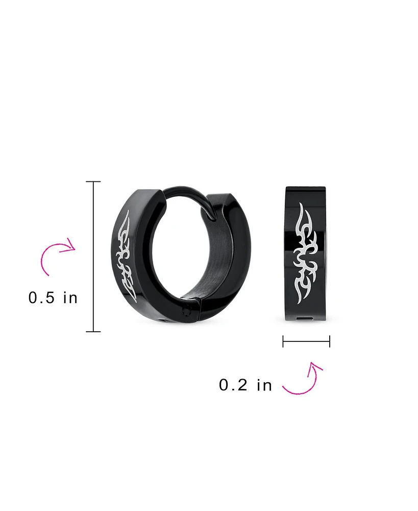 Bling Jewelry Biker Small Spiritual Guardian Angel Wings Huggie Hoop Kpop Earrings Or Stainless Steel