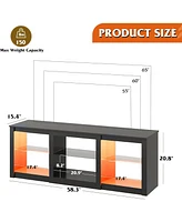 Wlive Tv Stand with Led Lights for Tvs up to 65 inch Entertainment Center with Glass Shelves Modern TV Console for Living Room Media Console with Stor