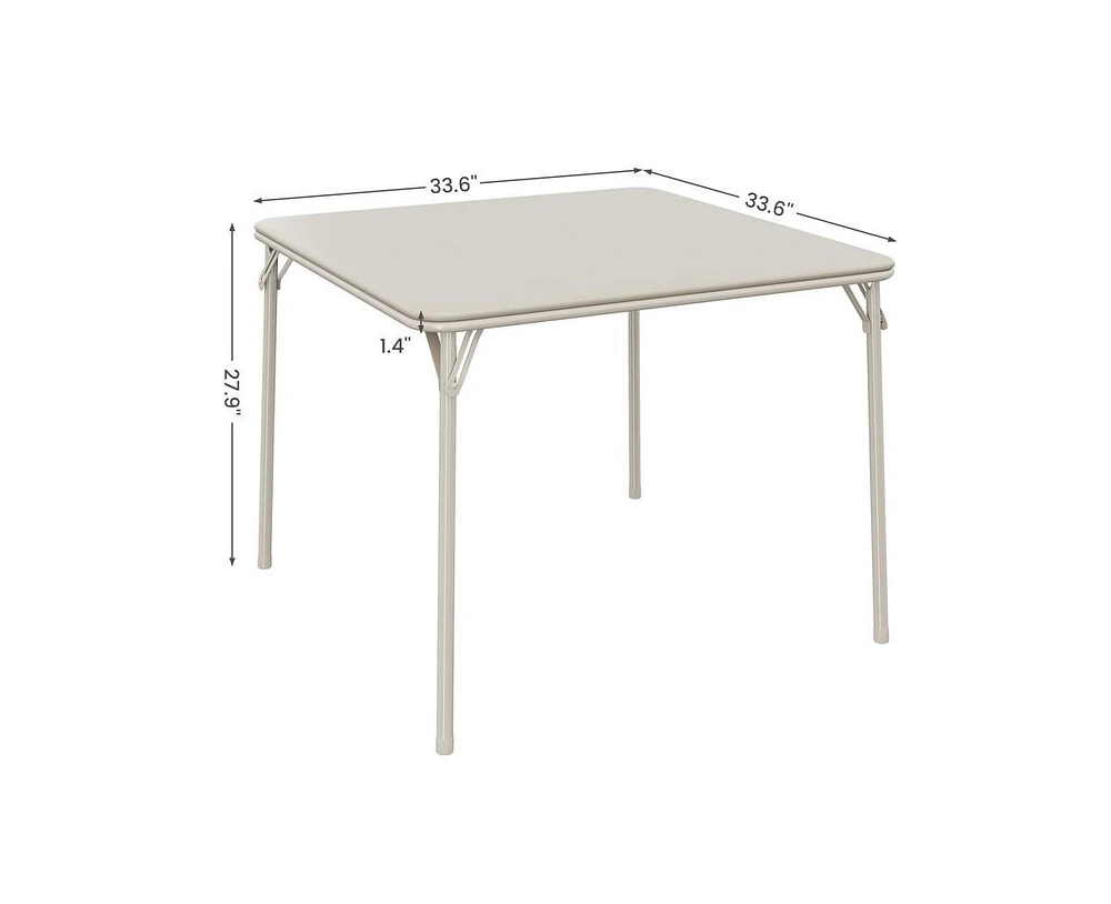 gaomon Folding Table, 33.6 Inch Folding Card Table, Portable Square Folding Table with Pu Soft Cushion, Beige Metal Foldable Table Suitable for Living