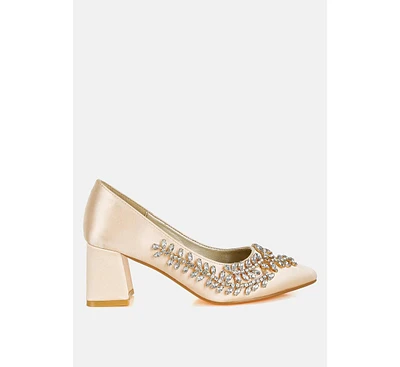Abatina Satin Diamante Embellished Pumps