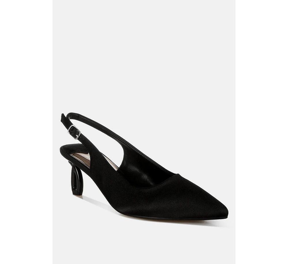 Vinca Satin Pointed Toe Slingbacks